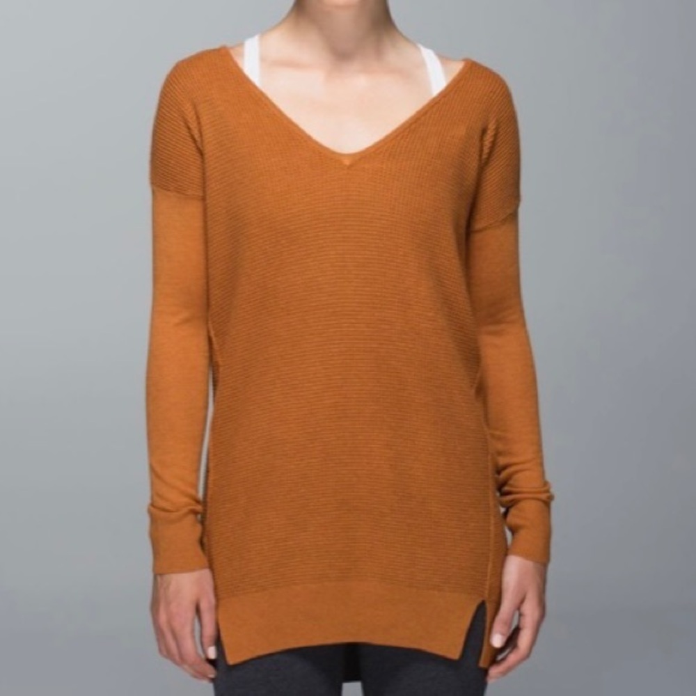 Lululemon The Sweater Life Heathered Spicy Pumpkin Knit Sweater - Picture 1 of 12
